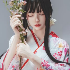 【お客様の撮影写真】LACE DOLL 163cm Hカップ 晚冰（wanbing）瞑り目ラブドール ROS口開閉機能付き フルシリコン製 花柄着物美人人形