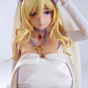 Otaku Doll 剣の乙女 65cm 3kg Puヘッド+シリコンボディ アニメ巨乳スタイル 白い法袍の金髪美少女ドール