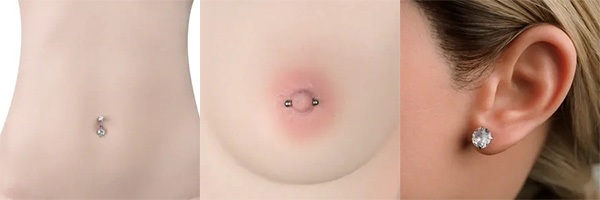 FANREAL 108cm Fカップ トルソー Mariaヘッド ピアス・アクセサリー へそピアス + ニップルピアス + イヤーピアス